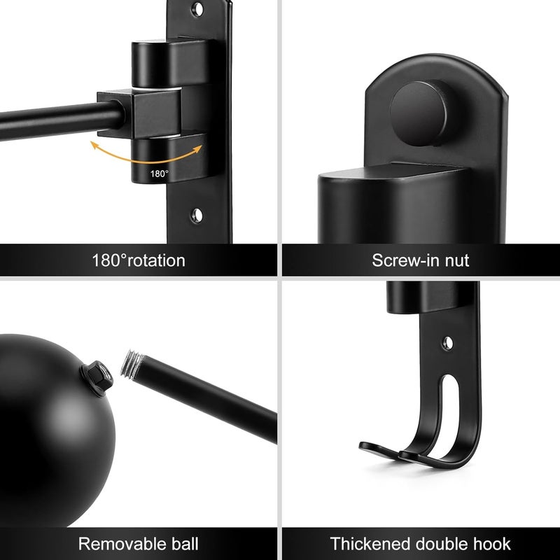 PAHTTO Motorcycle Helmet Holder (2 Pack) Wall Mount, Helmet Hanger 180° Rotation Helmet Rack with Double Hook for Football Helmet, Bicycle Helmet, Hat, Cap, Sportswear, Motorcycle Accessories - Image 3